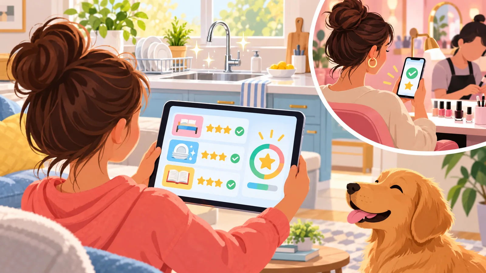 App bảng việc nhà và điểm thưởng cho con trên điện thoại (Replit)