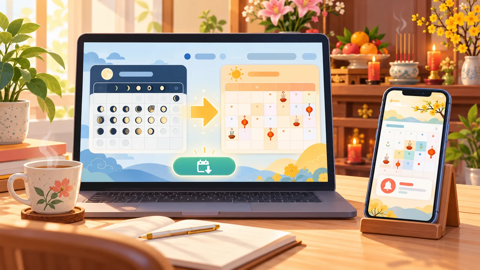 Tự làm lịch ngày giỗ âm lịch 20 năm và đưa vào Google Calendar (file HTML do AI viết, không cần cài đặt)