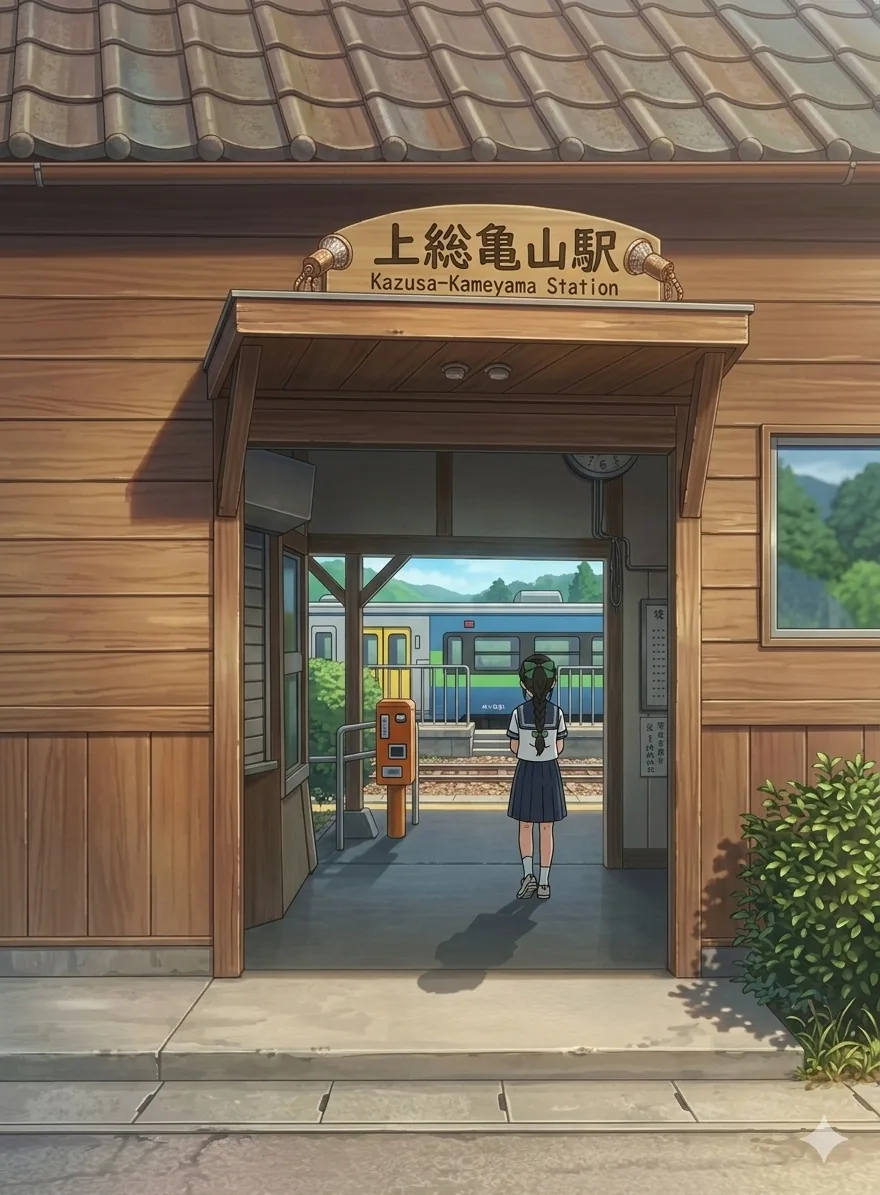Biến ảnh chụp nhà ga thành tranh anime: prompt một câu đổi phong cách