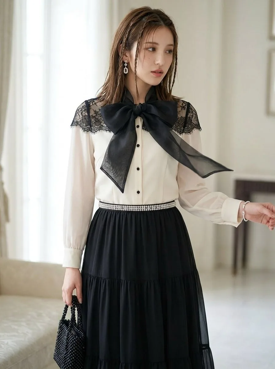 Ruy băng organza đen sang trọng: prompt năm chữ cho ảnh sản phẩm tối giản