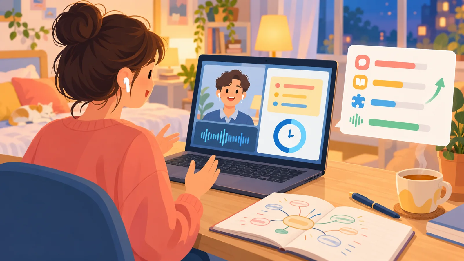 Luyện nói tiếng Anh thi IELTS Speaking với AI: AI đóng vai giám khảo đủ 3 phần, nhận xét theo 4 tiêu chí, gợi ý câu tự nhiên hơn